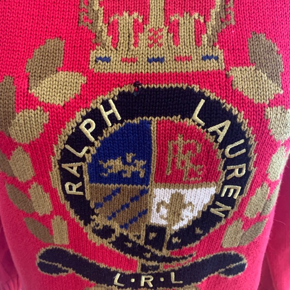 NWOT Ralph Lauren Red and Gold Crest 100% Cotton Sweater - Picture 6 of 12